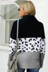 Turtleneck Splicing Chunky Knit Pullover Sweater